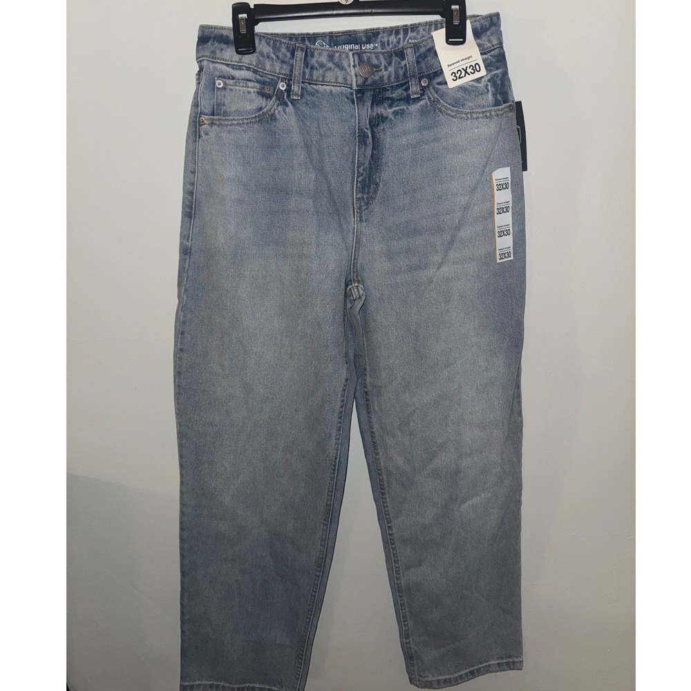 Original Use Mens Relaxed Straight Leg Jeans Light Wash Blue 32x30 NWT